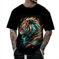 thumbnail image 1 of Men's T-shirt Tiger Printed Short Sleeve Crew Neck Loose Casual Fashionable Tees Male's top Simple Leisure Versatile, 1 of 4