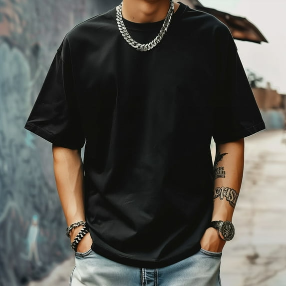 Men's T shirt Trendy Fashion Shirt Patterned Shirt Classic Style Suitable for Big and Tall men Tee 4XL