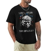 AAADFSE Men's T-shirt, Trump 2024 Cotton Men's Crewneck Tee, T-shirt for Men S Black