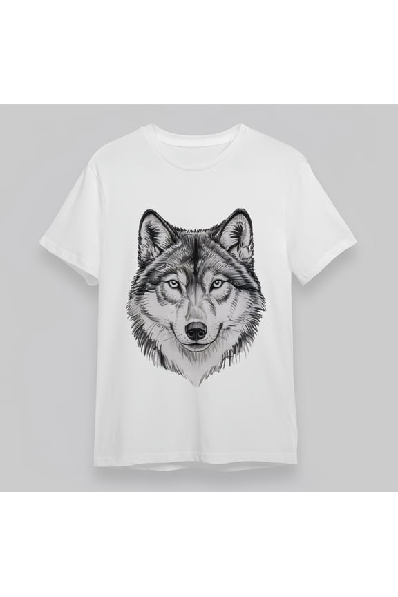 Men's T-shirt With Black Wolf Head Art Graphic Unisex 100% Cotton Plus Size Tops