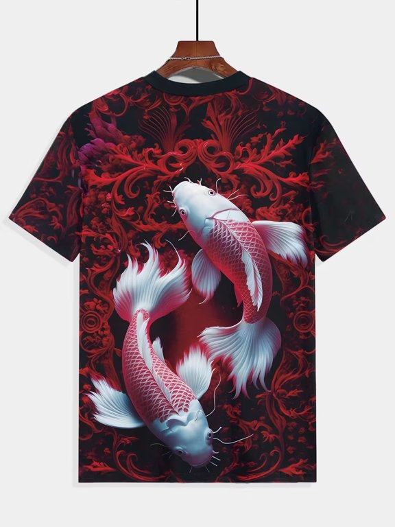 Men's T-shirt with reflecting the trend rhythm and Oriental culture elements. This casual versatile round neck short sleeve T-shirt is perfect for everyday wear. Made of 100% polyester fiber.