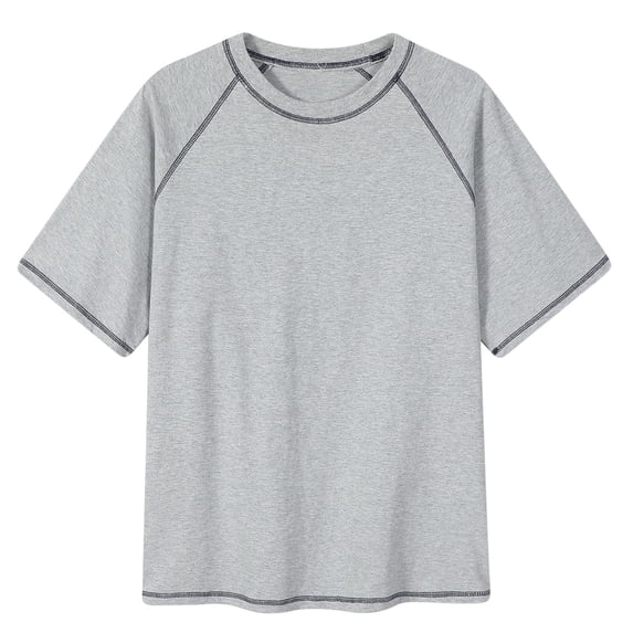Men's T-shirts Casual Solid Color Round Neck Collection Loose Fitting Shoulder Sleeves T-shirt