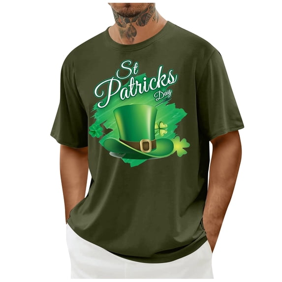 Men's T-shirts Casual St. Patrick's Day Short Sleeve Shirts Fresh Print Round Neck Pullover Tops Loose Mens Spring and Summer Blouses