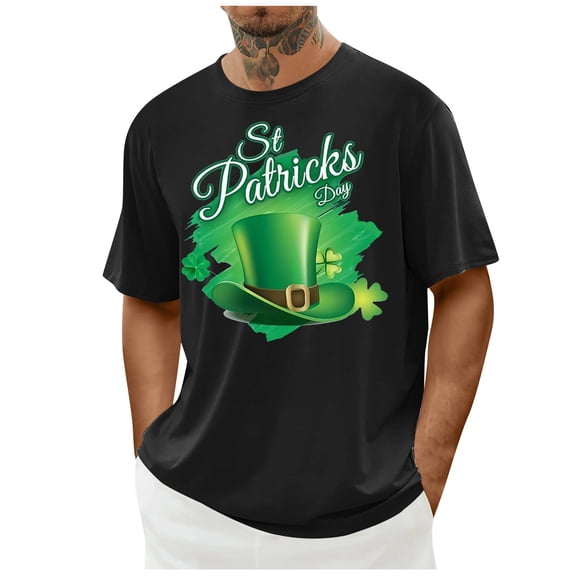 Men's T-shirts Casual St. Patrick's Day Short Sleeve Shirts Fresh Print Round Neck Pullover Tops Loose Mens Spring and Summer Blouses