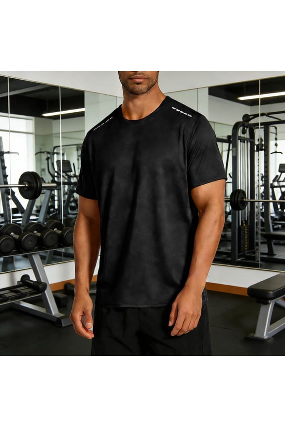 Men's T-shirts Cotton Short Sleeved Round Neck Training Sports T-shirt Solid Color Running Fitness Top