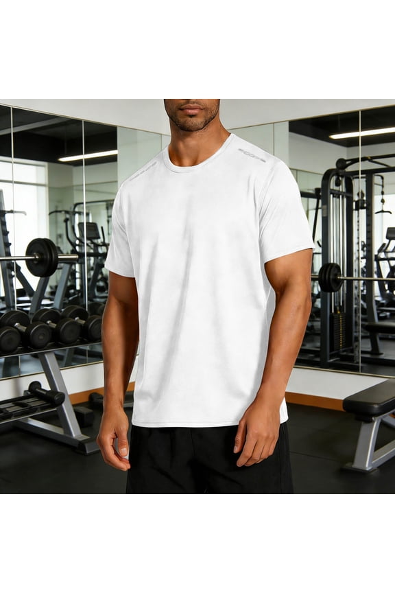 Men's T-shirts Cotton Short Sleeved Round Neck Training Sports T-shirt Solid Color Running Fitness Top