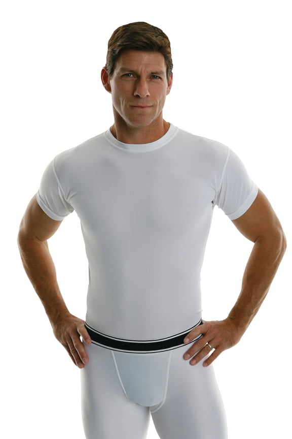 Men's T-shirts, Undershirt With Protective Dry Shield, Sweat-Proof Crew-Neck T-shirt, Casual Wrap Compression Short Sleeve Shirts | X-Large, White |