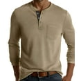 thumbnail image 1 of Men's Long - Sleeve Henley Shirt: Button - Placket, Chest Pocket for Casual & Layering, 1 of 5