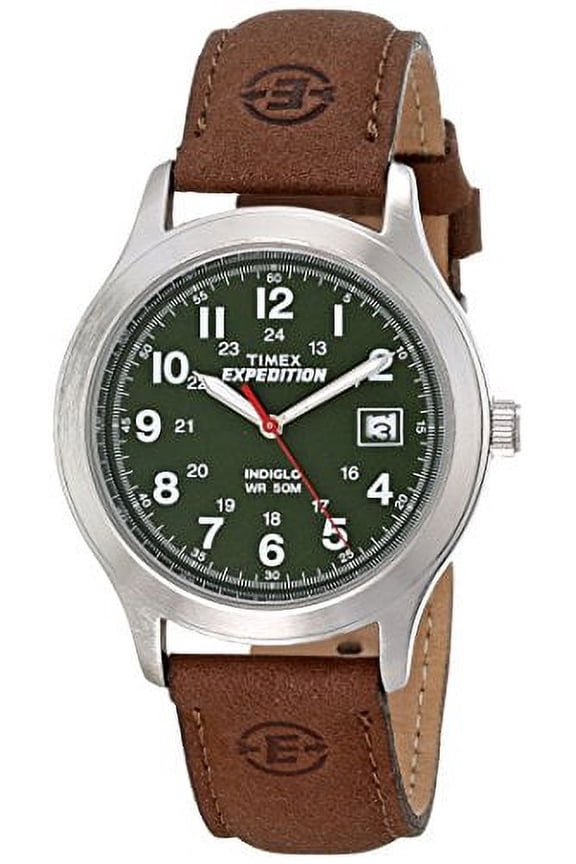 Men's T40051 Expedition Metal Field Olive Dial Brown Leather Strap Watch