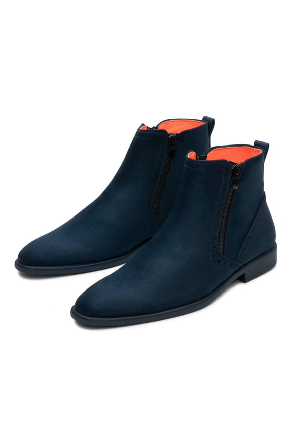 Men's TAYNO Chelsea Chukka Soft Micro Suede Zip up Boot Coupe S Navy