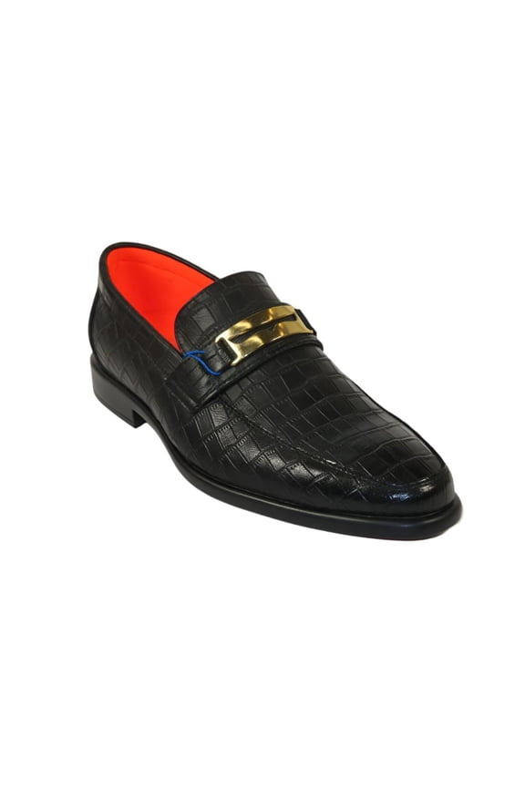 Men's TAYNO Shoes The Caprio C TAYNO Crocodile Print Bit Loafer Black