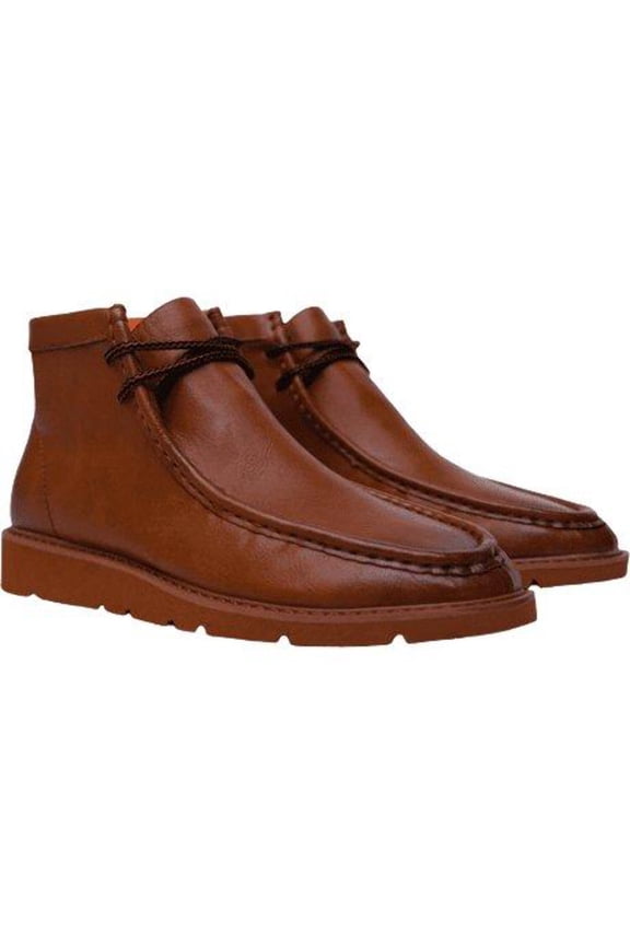 Men's TAYNO Wallabee Chukka Boots Mojave Smooth Leather Light Weight Cognac