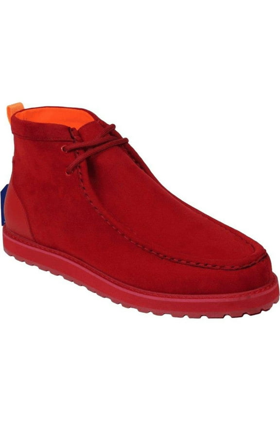 Men's TAYNO Wallabee Style Chukka Boots Soft Micro Suede MOJAVE S Red
