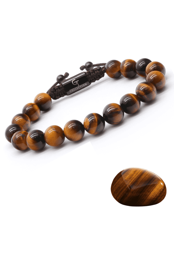 Men's TIGER EYE Beaded Bracelet | Gift for Men | One Size Fits All | 100% Natural | Gemstone Adjustable Bracelet