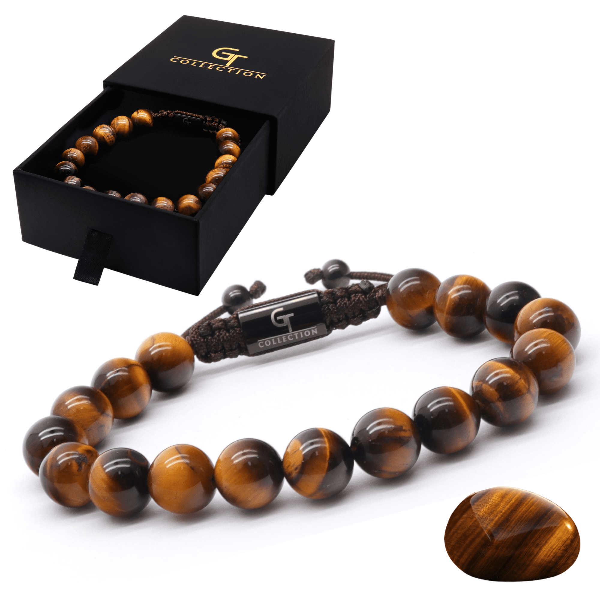 Men's TIGER EYE Beaded Bracelet | Gift for Men | One Size Fits All | 100% Natural | Gemstone Adjustable Bracelet