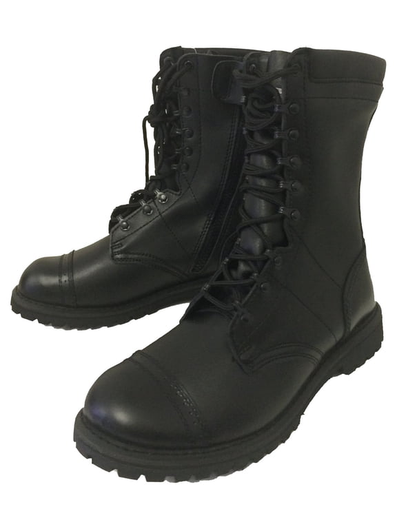 Men's Tactical Boots Cap Toe Leather 10" Zipper Shoes