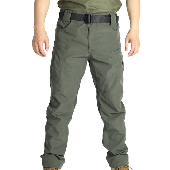 Men's Tactical Cargo Pants Solid Color Lightweight Hiking Pants Outdoor Work Trousers with Multi Pockets Green L