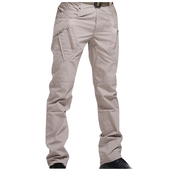 Men's Tactical Cargo Pants Stretch Ripstop Lightweight Waterproof Multi Pockets Work Hiking Outdoor Casual Pants Khaki L