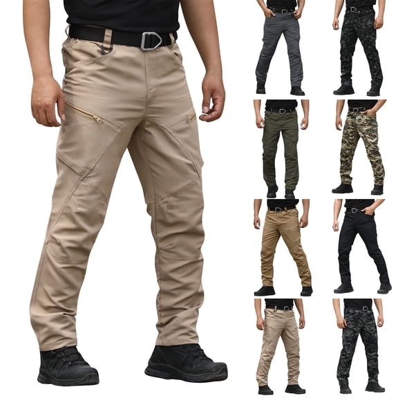 Men's Tactical Cargo Pants Stretch Ripstop Lightweight Waterproof Multi Pockets Work Hiking Outdoor Casual Pants (No Belt) Army Green 3XL