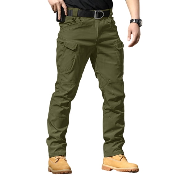 Men's Tactical Cargo Pants Water Resistant Lightweight Work & Hiking Pants with Multi Pockets Belt Not Included Green M