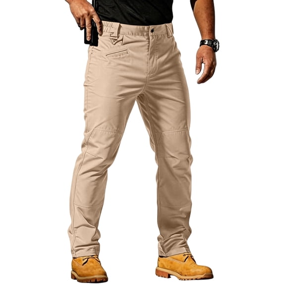 Men's Tactical Cargo Pants Water Resistant Ripstop Fabric Lightweight Outdoor Hiking Work Pants With Multi Pockets,Khaki,XL