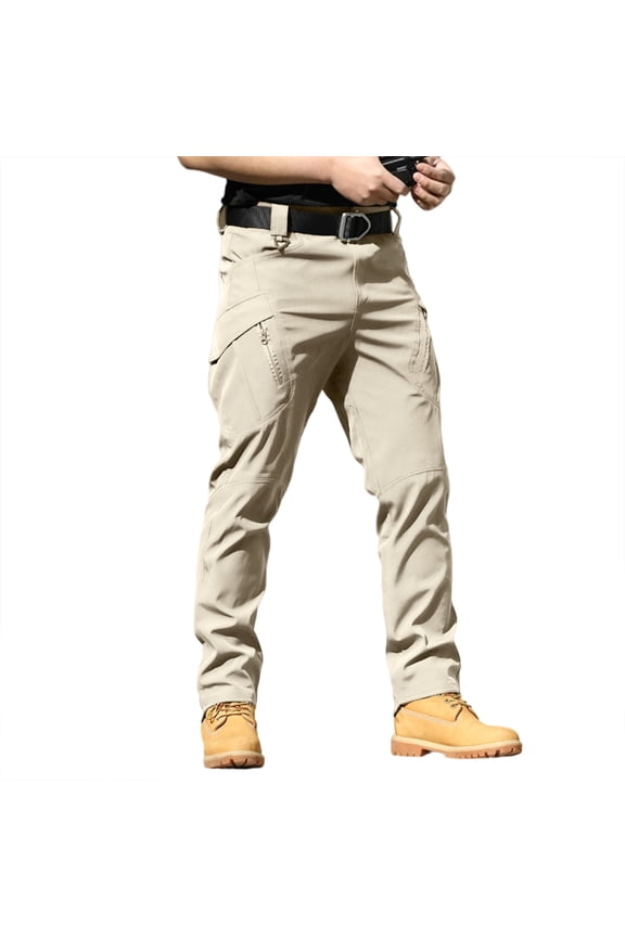 Men's Tactical Cargo Pants Water Resistant Ripstop Outdoor Quick Dry Hiking Work Pants with Pockets(No Belt) Khaki 3XL