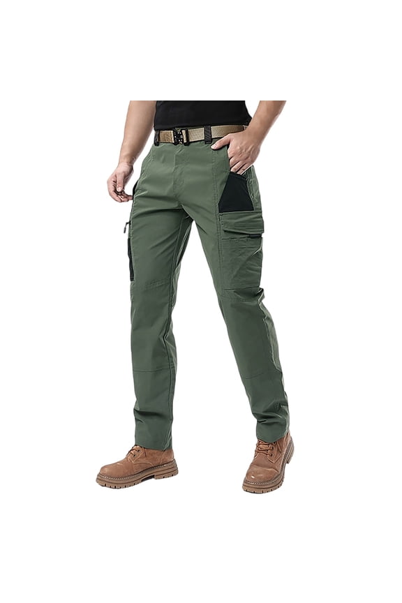 Men's Tactical Cargo Pants Wind Water Resistant Ripstop Fabric Multi Pocket Outdoor Hiking Work Training Pants,Army Green,32