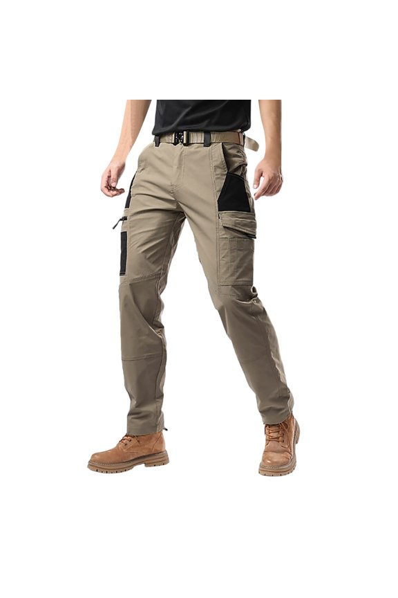 Men's Tactical Cargo Pants Wind Water Resistant Ripstop Fabric Multi Pocket Outdoor Hiking Work Training Pants,Khaki,30