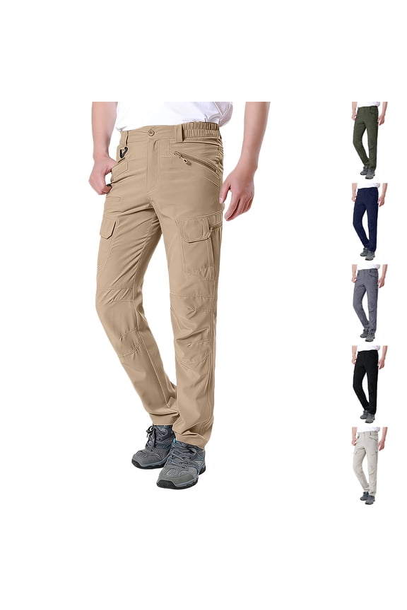 Men's Tactical Cargo Pants with Seven Functional Pockets and Reinforced Stitching Featuring Water Resistant Fabric Beige XXL