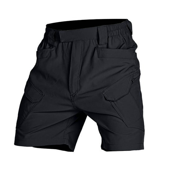 Men's Tactical Cargo Quick Dry Shorts, Nylon Spandex Multi-Pocket Lightweight Abrasion-Resistant Outdoor Hiking Fishing Shorts,Black,XXL