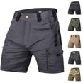 thumbnail image 1 of Men's Tactical Cargo Shorts with Multi Pockets and Ripstop Fabric Featuring Belt Loops and Reinforced Stitching Black L, 1 of 4