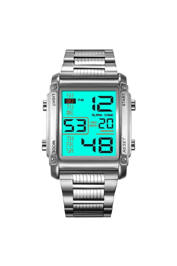 Men's Tactical Digital Watch - Rugged Square Waterproof Outdoor Watch with Alarm, Calendar, LED Backlight for Hiking, Camping, Military Style