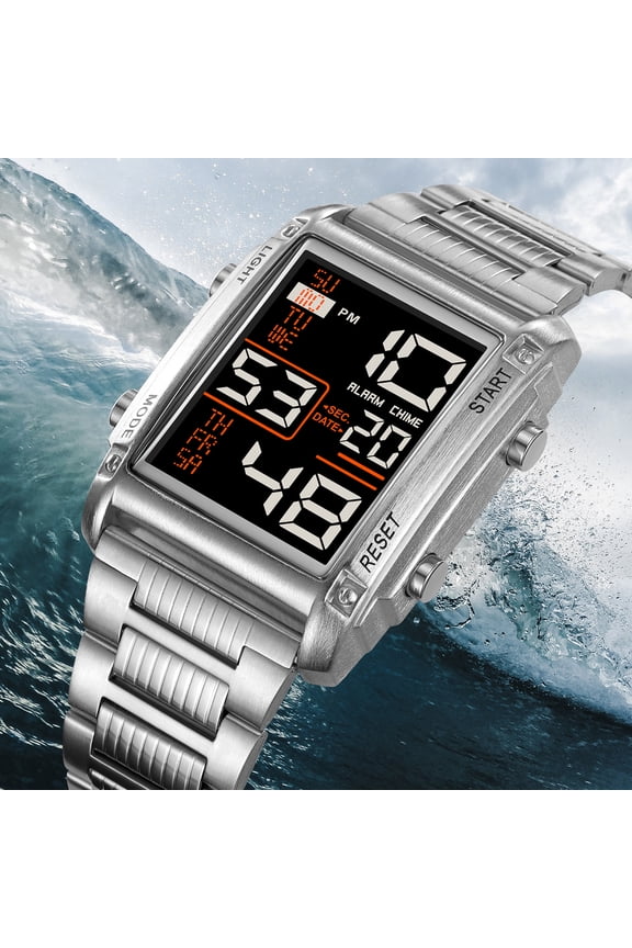 Men's Tactical Digital Watch - Rugged Square Waterproof Outdoor Watch with Alarm, Calendar, LED Backlight for Hiking, Camping, Military Style
