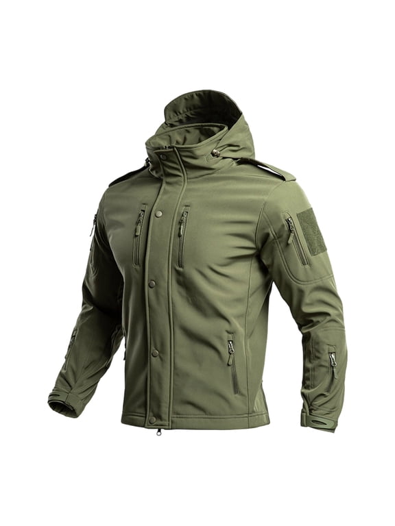 Men's Tactical Fleece SoftShell Jacket Waterproof Winter Coat Zip Up Hoodies bearskin hoodie For Men with Multi-pockets