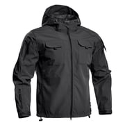 Mens Tactical Fleece SoftShell Jacket Waterproof Winter Coat Zip Up Hoodies bearskin hoodie For Men with Multi-pockets Black L