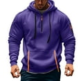 thumbnail image 1 of Men's Tactical Hoodie Quarter Zip Pullover Vintage Lightweight Long Sleeve Casual Outdoor Sports Sweatshirts Purple 2XL, 1 of 5