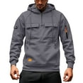 thumbnail image 1 of Men's Tactical Hoodies Fall Winter Zip Up Long Sleeve Workout Sweatshirts Multi Pockets Drawstring Outdoor Casual Loose Shirts GY1 L, 1 of 5