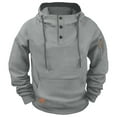 thumbnail image 1 of Men's Hoodies Quarter Button Pullover Casual Long Sleeve Fleece Lined Cargo Sweatshirt with Pockets Fall Outfit (XL, Gray), 1 of 4