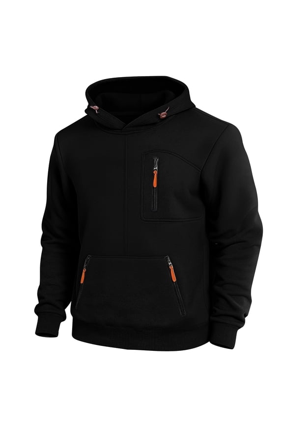 Men's Tactical Lightweight Fleece Hoodie - Athletic Pullover with Zip Pockets