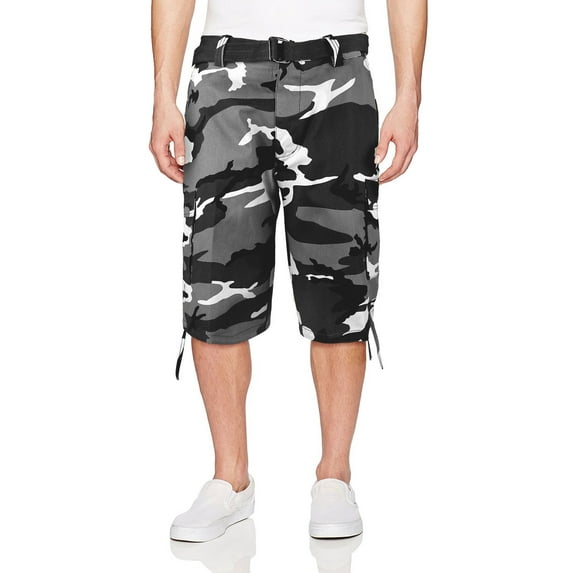 Men's Casual Colorful Camouflage Utility Cargo Shorts With Belt (Old City, 54)