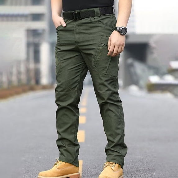 Men's Tactical Outdoor Pants Multi-Pocket Ripstop Stretch Work Cargo Pants