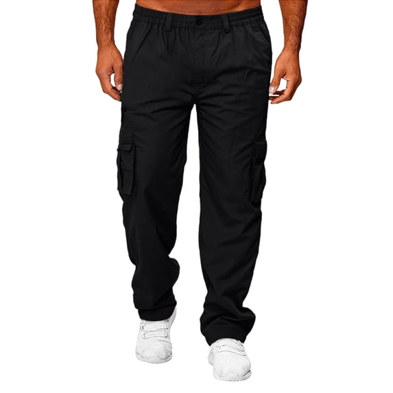 Men's Tactical Pants Multi Pocket Design Hiking Travel Cargo Pants Durable Casual Everyday Trousers Black L