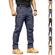 Men's Tactical Pants Multi Pocket Stretch Waterproof Tactical Cargo Pants Ripstop Fabric Hiking Work Trousers Dark Blue M