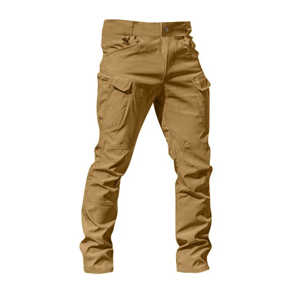 Men's Tactical Pants Outdoor Waterproof Cargo Pants Relaxed Fit Travel Pants Work Trousers with Multi Pockets brown Medium