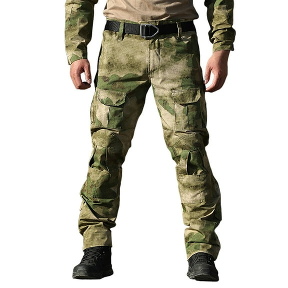 Men's Stretch Tactical Pants Water Outdoor Waterproof Travel Pants Relaxed Fit Cargo Pants Rip-Stop Work Trousers with Multi Pockets earthy yellow X-Large