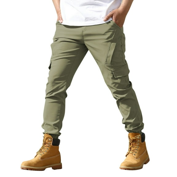 Men's  Tactical Pants Relaxed Fit Trousers Outdoor Waterproof Travel Pants   Work Cargo Pants with Multi Pockets green XX-Large