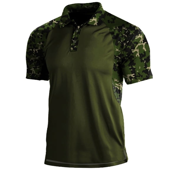 Men's Tactical Polo Shirts Camo Short Sleeve Collared Lightweight Quick Dry Golf Shirt Summer Camo Athletic Outdoors Tops