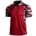 thumbnail image 1 of Men's Tactical Polo Shirts Camouflage Short Sleeve Collared Workout Golf Tops Lightweight Camo Print Slim Fit Sports Tees Z004-Red L, 1 of 2