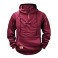 thumbnail image 1 of Men's Tactical Pullover Quarter Zip Hoodie with Kangaroo Pocket Long Sleeve Pocket Hoodies for Athletic Outdoor Casual Gym, 1 of 3