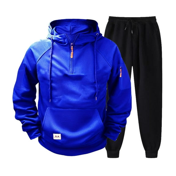 Men's Tactical Quarter-Zip Sweatsuit Set Cargo Hoodie & Joggers Quick-Dry Tech Utility Pockets Weather-Resistant Training Essential Military-Grade Urban Exploration Wear